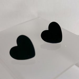 3/$20 Clay Black Heart Earrings